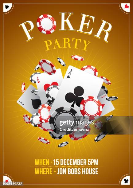 poker party plakat - texas hold 'em stock-grafiken, -clipart, -cartoons und -symbole