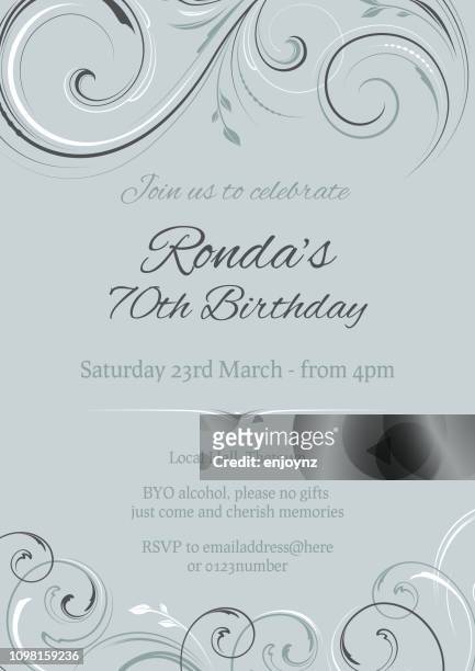 birthday party invite - 70th birthday stock illustrations