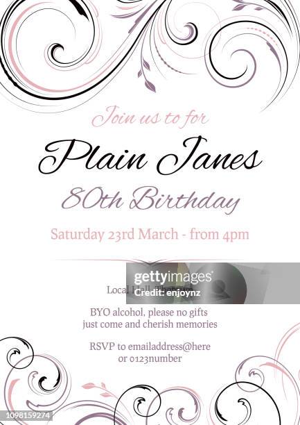 birthday party invite - 80th birthday stock illustrations