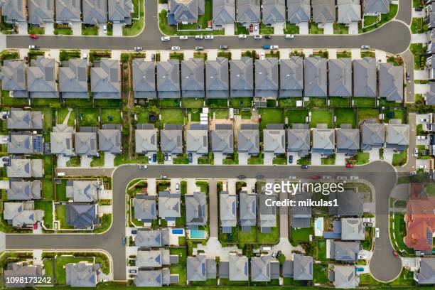 sydney suburb overhead perspective roof tops - sydney from above stock pictures, royalty-free photos & images