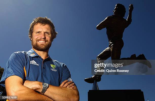 Fast bowler Dirk Nannes poses at the Melbourne Cricket Ground on March 7, 2011 in Melbourne, Australia. Nannes will join the 2011 Australian World...