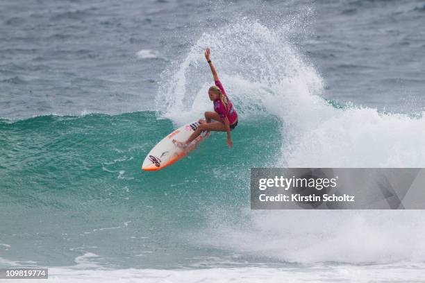 Laura Enever of Australia surfs during round 4 of the Roxy Pro on March 7, 2011 in Gold Coast, Australia.