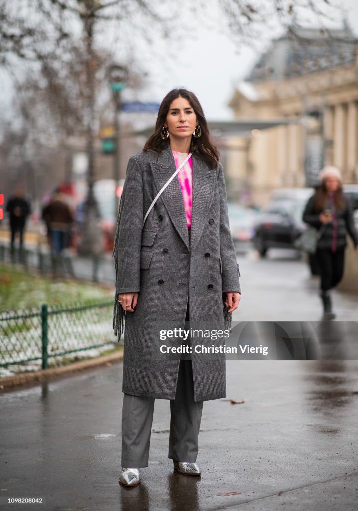 Street Style - Paris Fashion Week - Haute Couture Spring Summer 2019 : Day Two