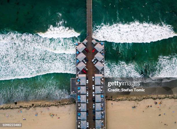 san diego pacific beach dock aerial view - san diego pacific beach stock pictures, royalty-free photos & images