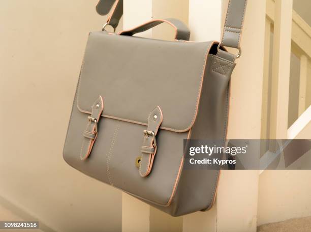 europe, uk, london, 2018: view of expensive satchel (bag) - satchel bag stock pictures, royalty-free photos & images