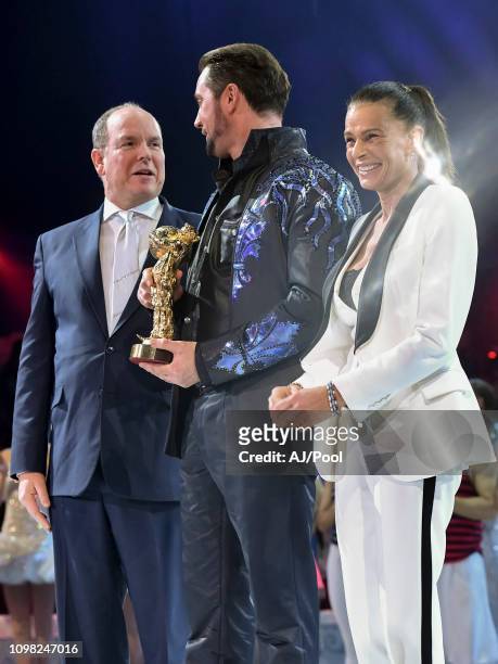 Prince Albert II of Monaco and Princess Stephanie of Monaco attend the 43rd International Circus Festival of Monte-Carlo on January 22, 2019 in...