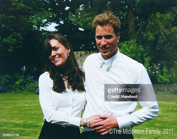 In this Handout Image provided by Clarence House www.officialroyalwedding2011.org, Kate Middleton and Prince William on the day of their graduation...