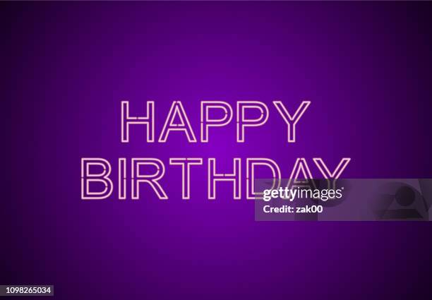 happy birthday neon glowing signboard - congratulations background vector stock illustrations