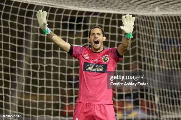 Ben Kennedy of the Central Coast Mariners reacts during the round 15 A-League match between the Newcastle Jets and the Central Coast Mariners at...