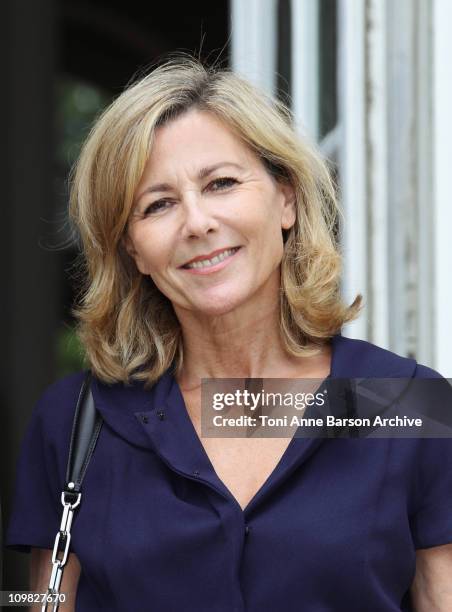 Claire Chazal attends the Christian Dior Haute Couture show as part of Paris Fashion Week Fall/Winter 2011 at Musee Rodin on July 5, 2010 in Paris,...