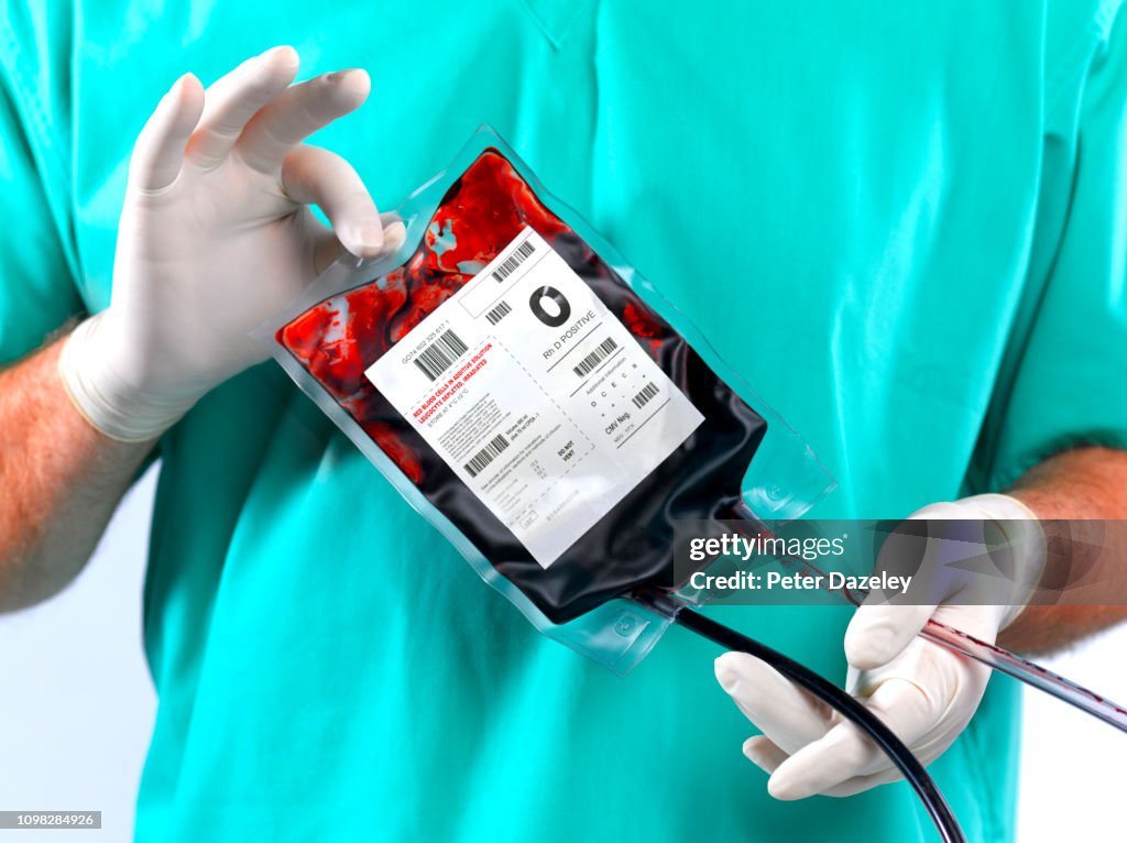 Doctor/Nurse holding blood bag