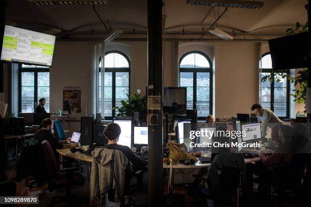 Journalists work in the news room of Index, one of Hungary’s biggest opposition news portals on January 15, 2019 in Budapest, Hungary. Index has more...