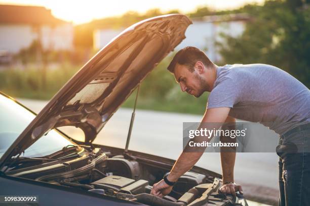 looking under car hood - engine failure stock pictures, royalty-free photos & images