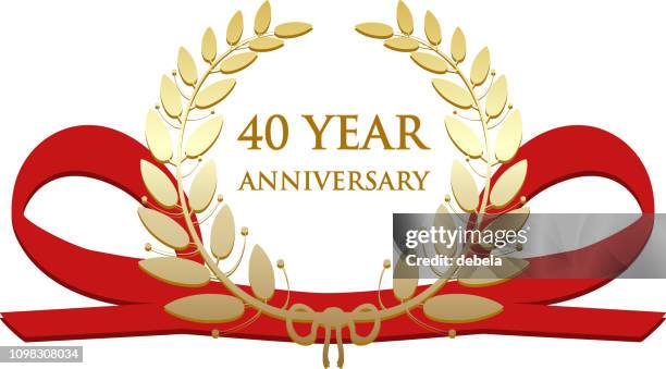 forty year anniversary celebration gold award - 40th anniversary stock illustrations