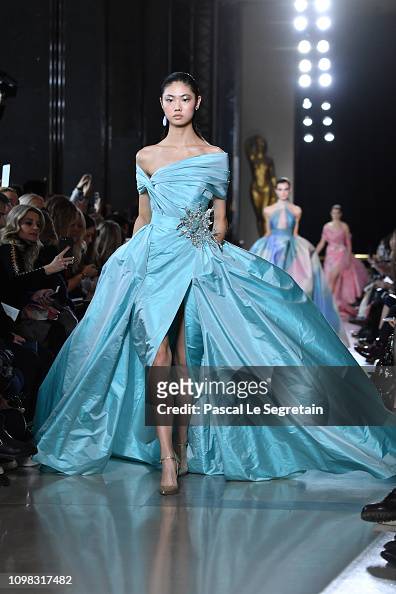 A model walks the runway during the Elie Saab Spring Summer 2019 show ...