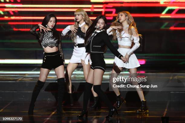 Girl group BlackPink performs on stage during the 8th Gaon Chart K-Pop Awards on January 23, 2019 in Seoul, South Korea.