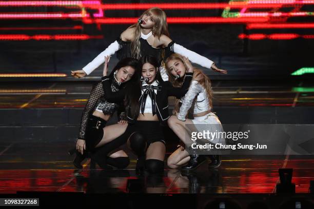 Girl group BlackPink performs on stage during the 8th Gaon Chart K-Pop Awards on January 23, 2019 in Seoul, South Korea.