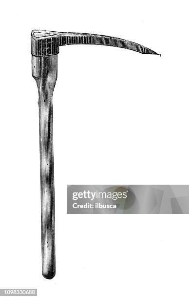 Mining Axe Design Antique Illustration Engraving Of Manufacturing Industry Mining Pick ...