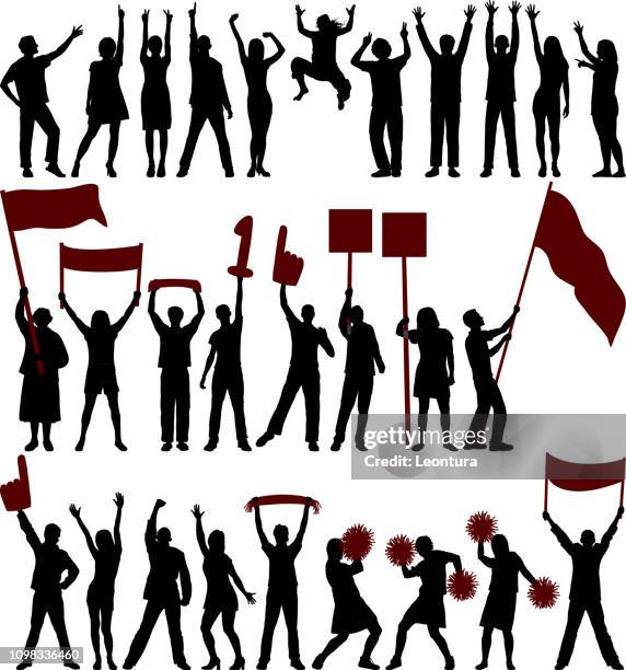 stockillustraties, clipart, cartoons en iconen met fans en demonstranten - holding