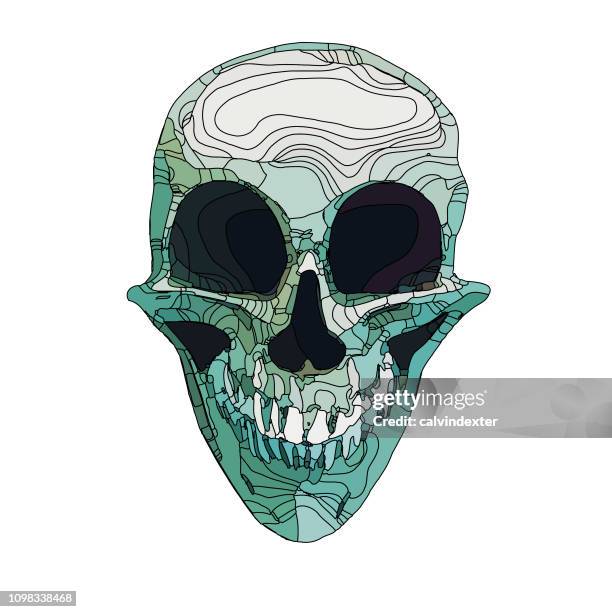 evil human skull - fossil icon stock illustrations