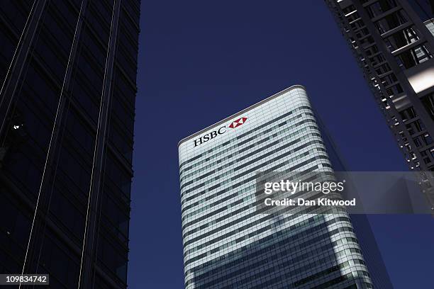 General view of the HSBC Holdings Plc Headquarters at Canary Wharf on March 7, 2011 in London, England.