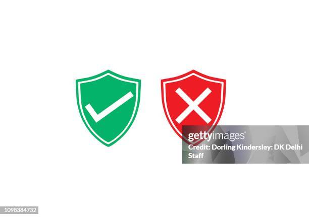 safe and unsafe symbols - thumbs down white background stock illustrations