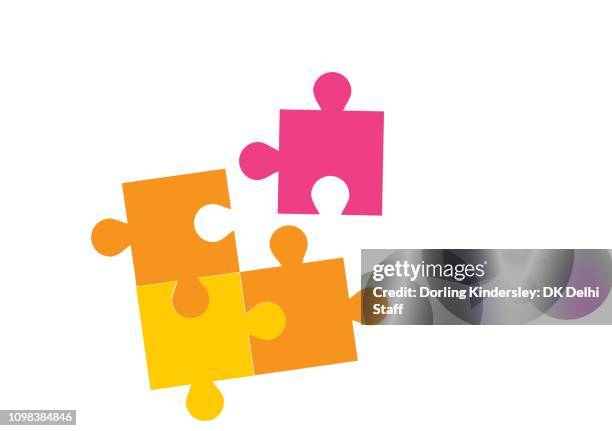 jigsaw pieces - puzzle 4 puzzle pieces stock illustrations