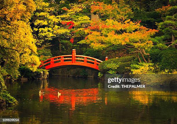 öffentlicher park in tokio - garden bridge stock-fotos und bilder