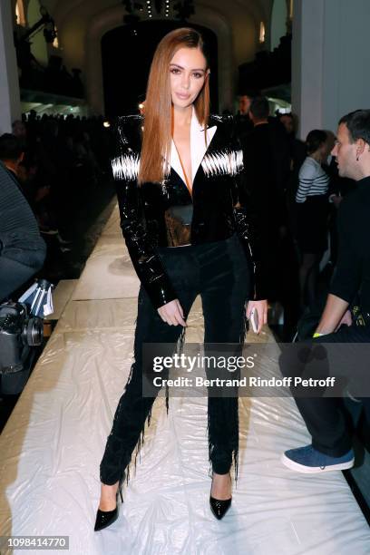 Nabilla Benattia attends the Jean-Paul Gaultier Haute Couture Spring Summer 2019 show as part of Paris Fashion Week on January 23, 2019 in Paris,...