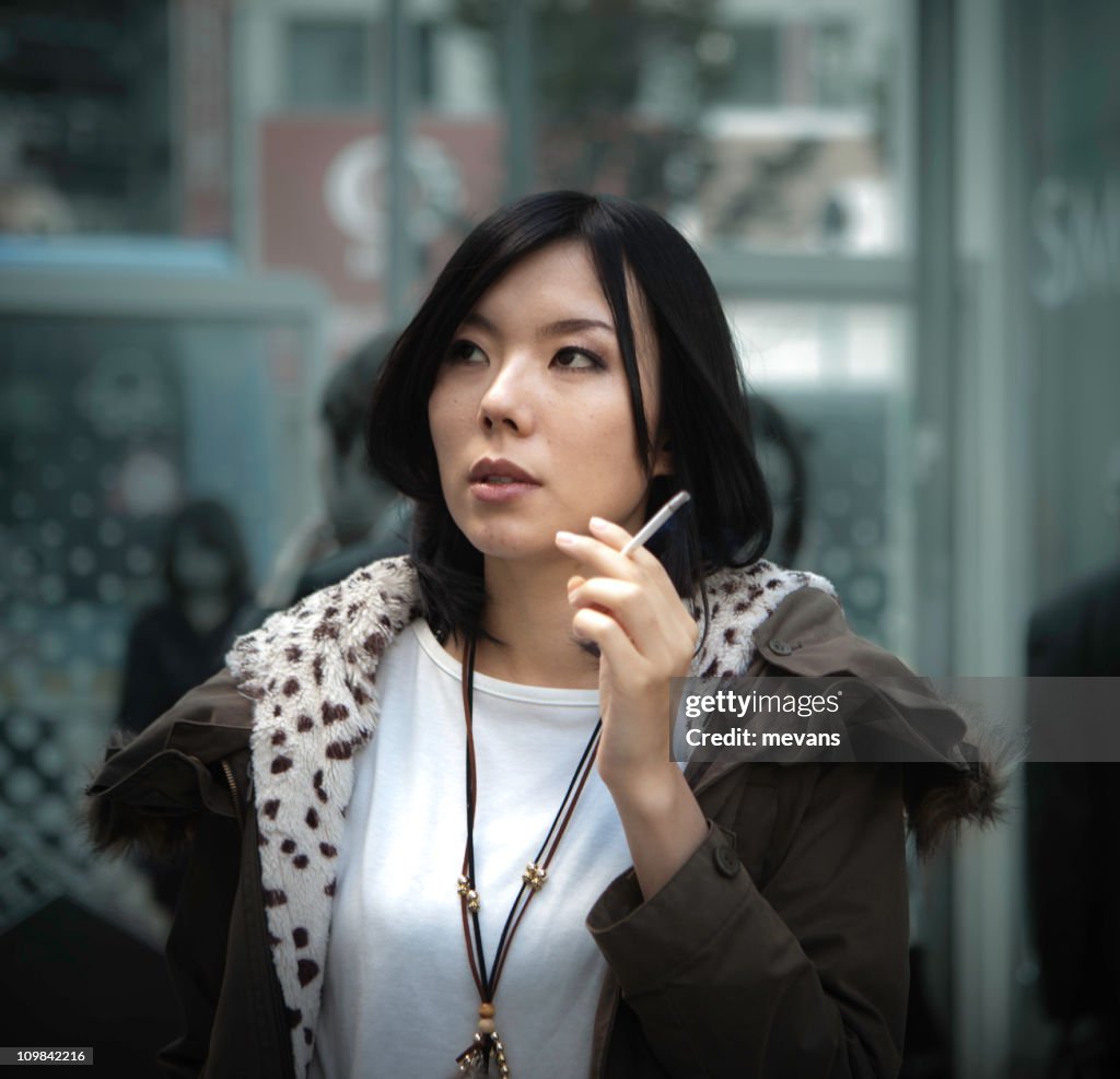 Japanese woman smoking
