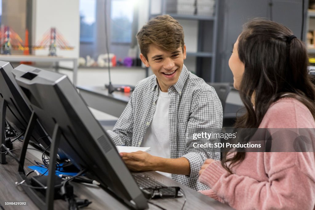Engineering Class Hs Happy High School Students During Engineering Class High-Res Stock ...