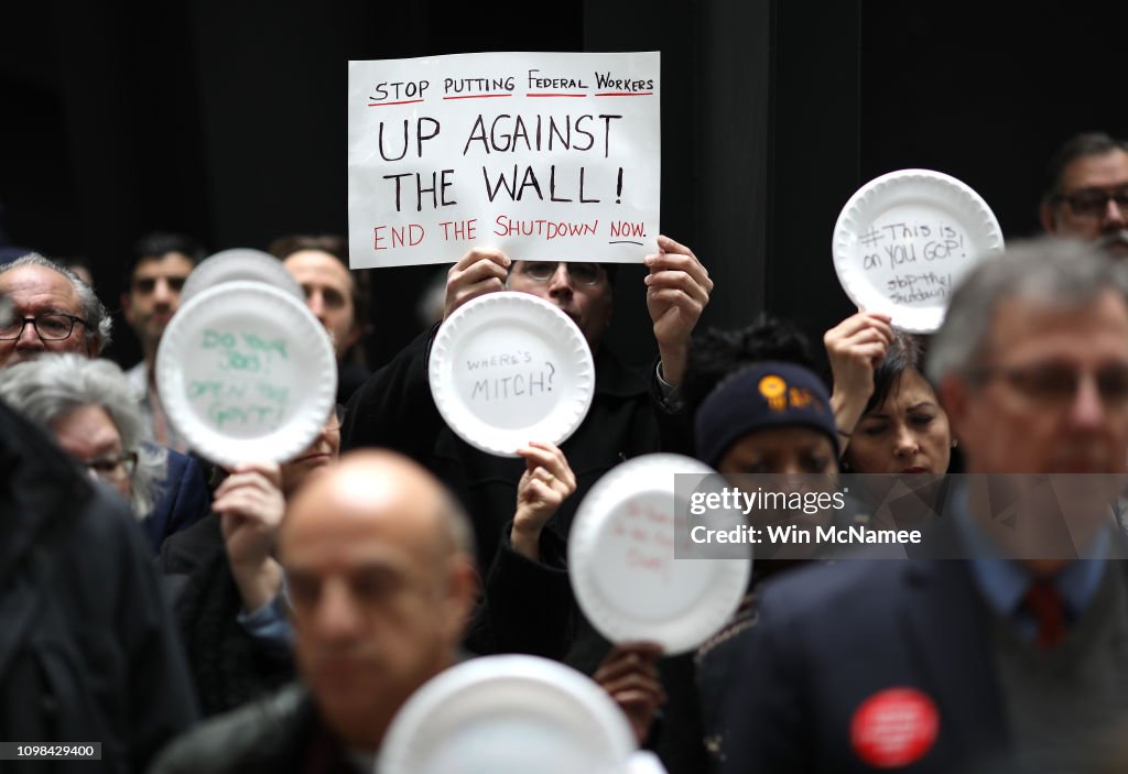 Federal Workers Stage Protest At U.S. Capitol