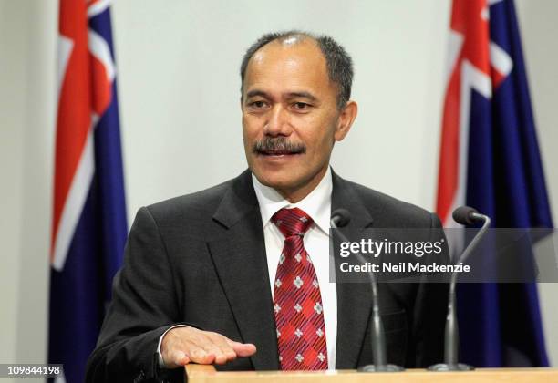 New Zealand's next Governor-General Lieutenant General Jerry Mateparae addresses the media at the Beehive Theatrette on March 8, 2011 in Wellington,...