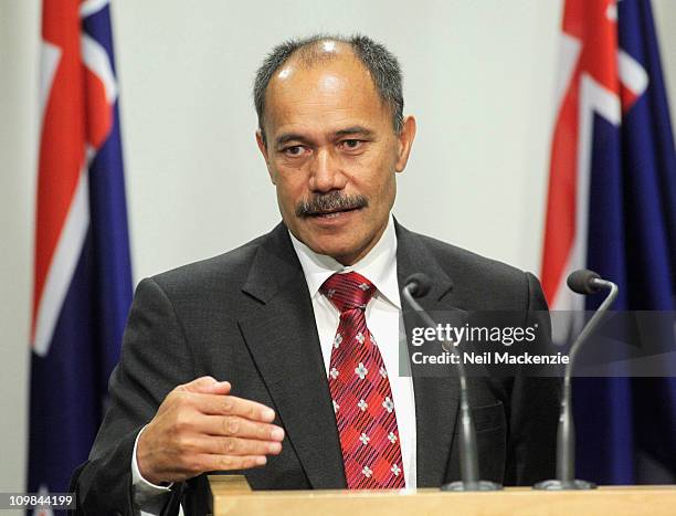 New Zealand's next Governor-General Lieutenant General Jerry Mateparae addresses the media at the Beehive Theatrette on March 8, 2011 in Wellington,...