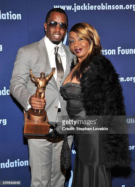 Achievement in Industry Award recipient Sean "Diddy" Combs and Janice Combs attend the 2011 Jackie Robinson Foundation Awards Gala atThe...
