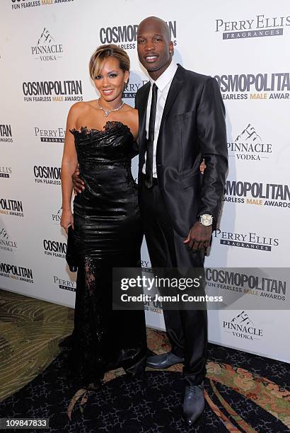 Evelyn Lozada and athlete Chad Ochocinco attend Cosmopolitan Magazine's Fun Fearless Males Of 2011 at The Mandarin Oriental Hotel on March 7, 2011 in...