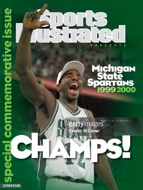 April 12, 2000 Sports Illustrated via Getty Images Presents Cover:College Basketball: NCAA Final Four: Michigan State Mateen Cleaves victorious after...