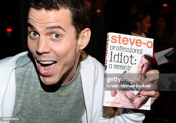 Steve-O attends the Blu-ray and DVD release of Paramount Home Entertainment's "Jackass 3" at the Paramount Studios on March 7, 2011 in Los Angeles,...