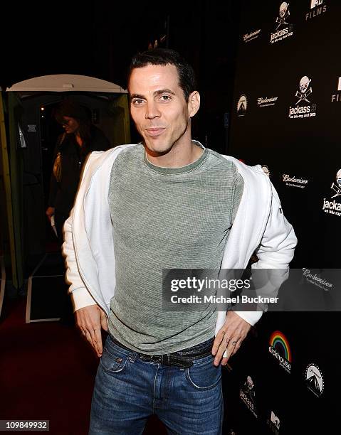 Steve-O attends the Blu-ray and DVD release of Paramount Home Entertainment's "Jackass 3" at the Paramount Studios on March 7, 2011 in Los Angeles,...