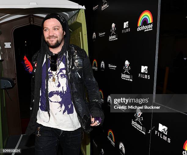 Bam Margera attends the Blu-ray and DVD release of Paramount Home Entertainment's "Jackass 3" at the Paramount Studios on March 7, 2011 in Los...