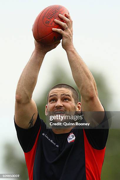 Brendan Fevola marks during Casey Scorpions VFL training session at Casey Fields on March 8, 2011 in Melbourne, Australia.