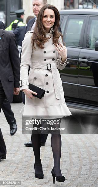 Kate Middleton arrives at City Hall on March 8, 2011 in Belfast, Northern Ireland. The Royal Couple are visiting Northern Ireland as part of a tour...