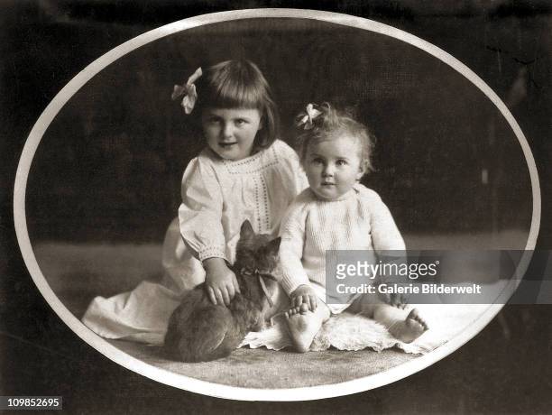 Eva Braun and her sister Ilse in a childhood photo, Munich, Germany, 1913. Ilse worked for and had a relationship with the Jewish surgeon Dr Martin...