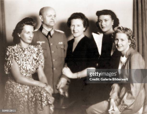 Eva Braun with her parents, Friedrich 'Fritz' and Franziska and her sisters Ilse and Margarethe 'Gretl' , 1940.