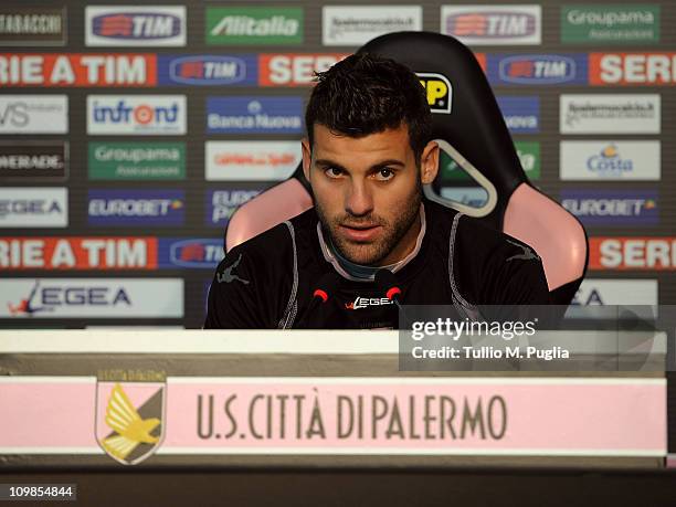 Antonio Nocerino answers questions before a training session at Tenente Carmelo Onorato Sports Center on March 8, 2011 in Palermo, Italy.