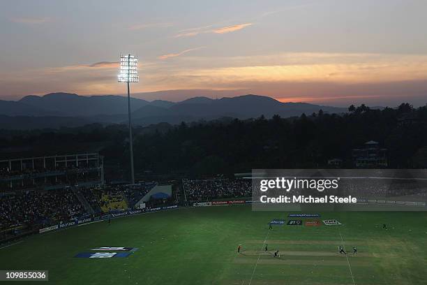 General view during the New Zealand v Pakistan 2011 ICC World Cup Group A match at the Pallekele Cricket Stadium on March 8, 2011 in Kandy, Sri Lanka.