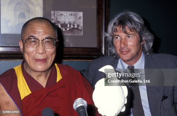 His Holiness the XIV Dalai Lama and actor Richard Gere attend the New York Lawyers Alliance for World Security Annual Peace Award Salute to His...