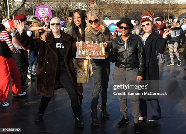 Annie Lennox, VV Brown, Gaby Roslin, Speech Debelle and Paloma Faith celebrate 100th Anniversary of International Womens Day at Jubilee Gardens on...