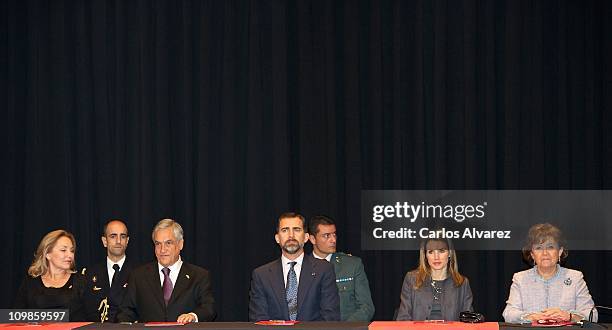 Chile First Lady Cecilia Morel de Pinera, Chile President Sebastian Pinera, Prince Felipe of Spain, Princess Letizia of Spain and Cervantes...