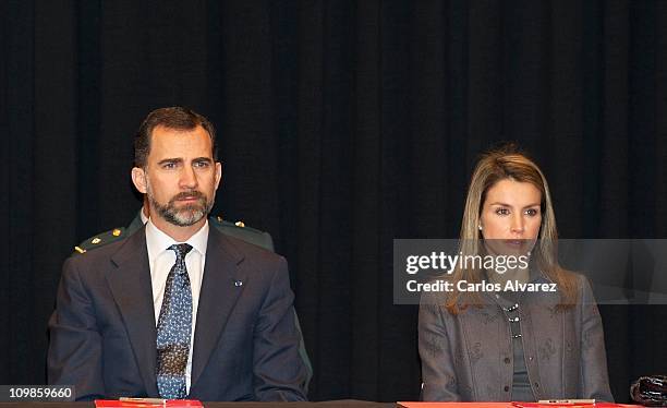 Prince Felipe of Spain and Princess Letizia of Spain visit the Cervantes Institute on March 8, 2011 in Madrid, Spain.